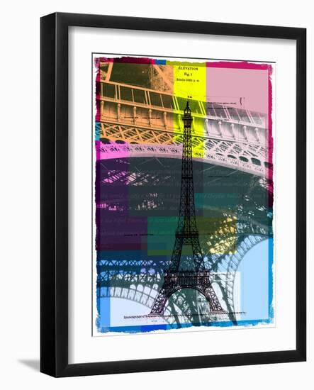 Black Eiffel Tower Paris in Green-Victoria Hues-Framed Giclee Print