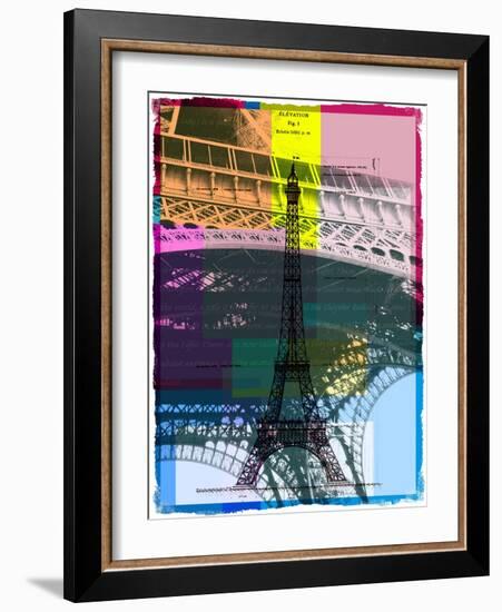 Black Eiffel Tower Paris in Green-Victoria Hues-Framed Giclee Print