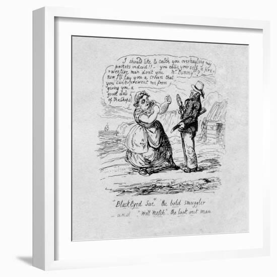 Black Eyed Sue the bold smuggler and Will Watch the look out man', 1829-George Cruikshank-Framed Giclee Print