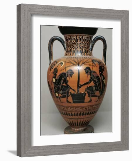 Black-Figure Pottery, Attic Amphora Depicting Achilles and Ajax Playing Dice-null-Framed Giclee Print