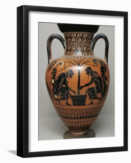 Black-Figure Pottery, Attic Amphora Depicting Achilles and Ajax Playing Dice-null-Framed Giclee Print