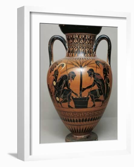 Black-Figure Pottery, Attic Amphora Depicting Achilles and Ajax Playing Dice-null-Framed Giclee Print