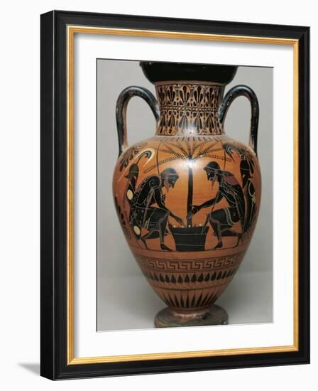 Black-Figure Pottery, Attic Amphora Depicting Achilles and Ajax Playing Dice-null-Framed Giclee Print