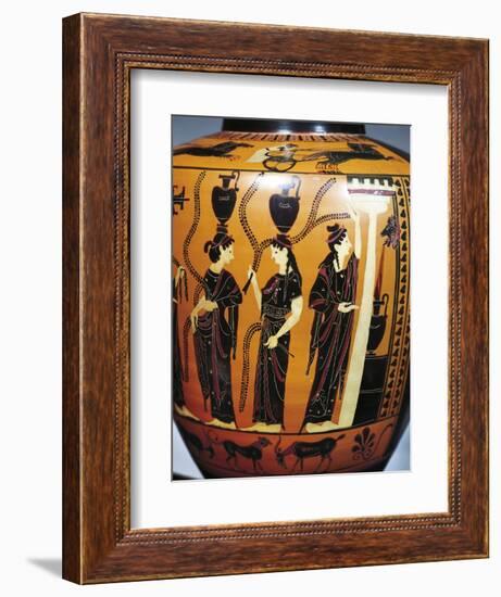 Black-Figure Pottery, Attic Hydria, Detail with Women Drawing Water from Fountain-null-Framed Giclee Print