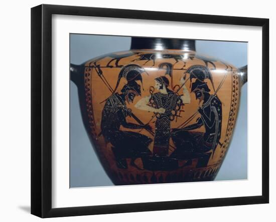 Black-Figure Pottery, Hydria Depicting Achilles and Ajax Playing Dice before Athena-null-Framed Giclee Print