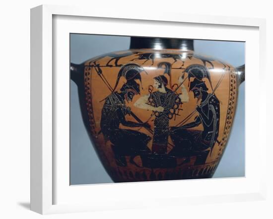 Black-Figure Pottery, Hydria Depicting Achilles and Ajax Playing Dice before Athena-null-Framed Giclee Print