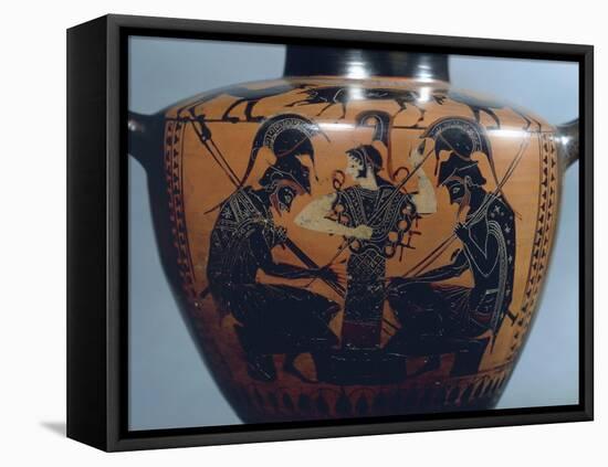 Black-Figure Pottery, Hydria Depicting Achilles and Ajax Playing Dice before Athena-null-Framed Premier Image Canvas