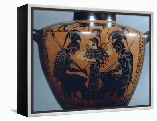 Black-Figure Pottery, Hydria Depicting Achilles and Ajax Playing Dice before Athena-null-Framed Premier Image Canvas