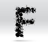 Letter F Formed By Inkblots-Black Fox-Stretched Canvas