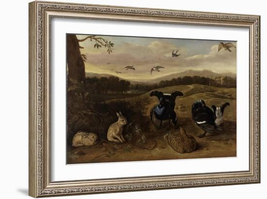 Black Game, Rabbits and Swallows in a Park, C.1700-Leonard Knyff-Framed Giclee Print