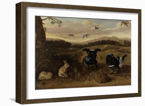 Black Game, Rabbits and Swallows in a Park, C.1700-Leonard Knyff-Framed Giclee Print