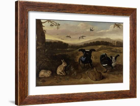 Black Game, Rabbits and Swallows in a Park, C.1700-Leonard Knyff-Framed Giclee Print