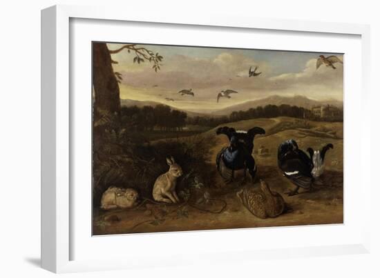 Black Game, Rabbits and Swallows in a Park, C.1700-Leonard Knyff-Framed Giclee Print