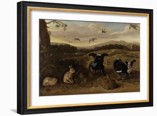 Black Game, Rabbits and Swallows in a Park, C.1700-Leonard Knyff-Framed Giclee Print