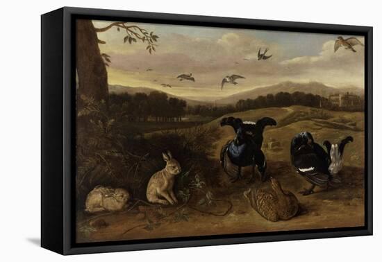 Black Game, Rabbits and Swallows in a Park, C.1700-Leonard Knyff-Framed Premier Image Canvas