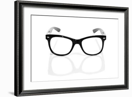 Black Glasses On A White Background-nito-Framed Art Print