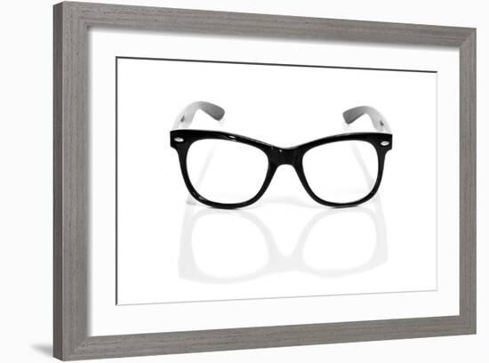 Black Glasses On A White Background-nito-Framed Art Print