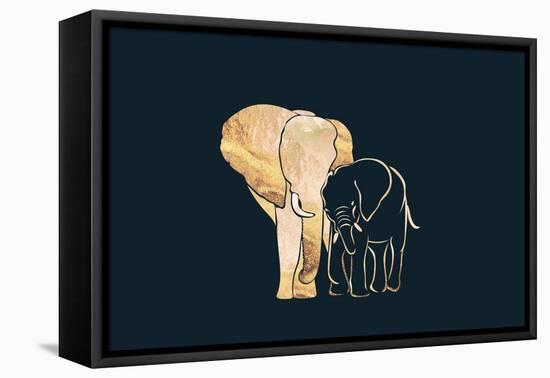 Black Gold Elephants 1-Sarah Manovski-Framed Premier Image Canvas