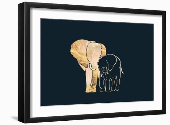 Black Gold Elephants 1-Sarah Manovski-Framed Giclee Print