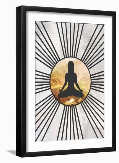 Black Gold Yoga Sun 1-Sarah Manovski-Framed Giclee Print