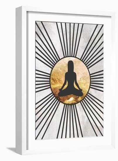 Black Gold Yoga Sun 1-Sarah Manovski-Framed Giclee Print