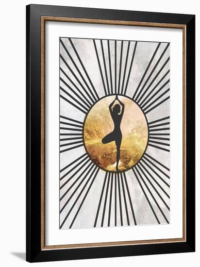 Black Gold Yoga Sun 2-Sarah Manovski-Framed Giclee Print