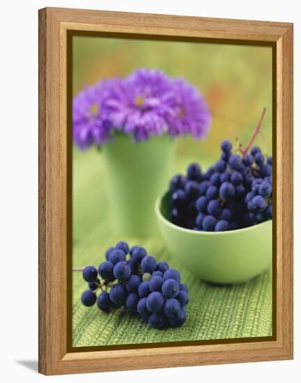 Black Grapes in a Bowl-Vladimir Shulevsky-Framed Premier Image Canvas