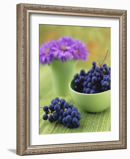 Black Grapes in a Bowl-Vladimir Shulevsky-Framed Photographic Print