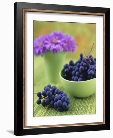 Black Grapes in a Bowl-Vladimir Shulevsky-Framed Photographic Print