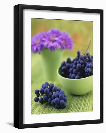 Black Grapes in a Bowl-Vladimir Shulevsky-Framed Photographic Print