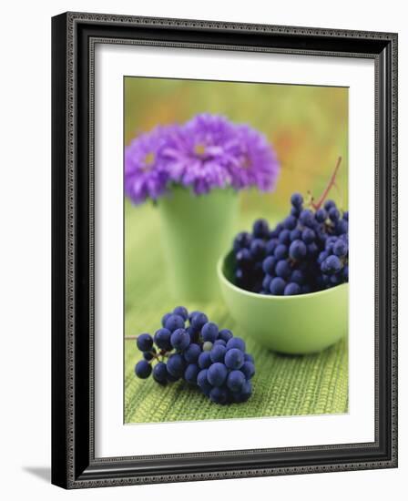 Black Grapes in a Bowl-Vladimir Shulevsky-Framed Photographic Print