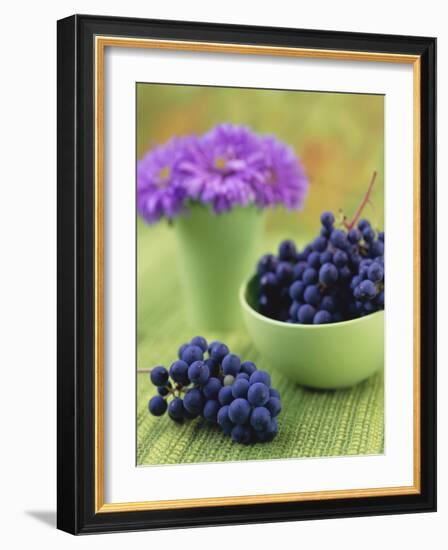 Black Grapes in a Bowl-Vladimir Shulevsky-Framed Photographic Print