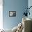 Black & Grey & Blue I-Studio W-Framed Stretched Canvas displayed on a wall