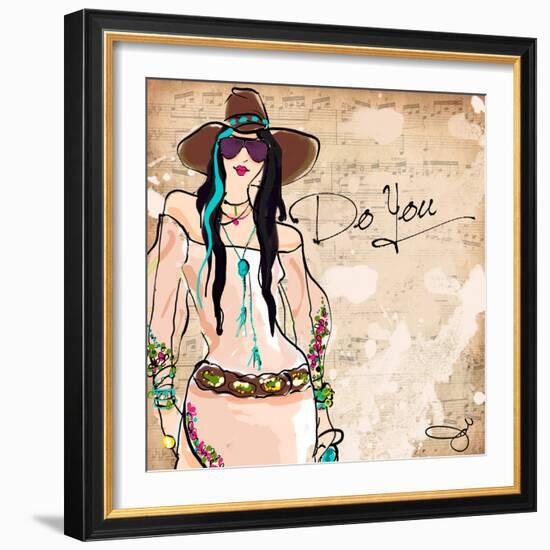 Black Hair Glassses-Jodi Pedri-Framed Art Print