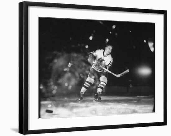 Black Hawks Player Bobby Hull in Game Against Montreal Canadians-Francis Miller-Framed Premium Photographic Print