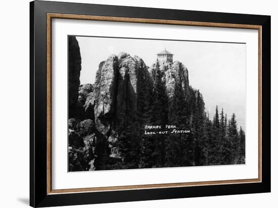 Black Hills Nat'l Forest, South Dakota - Harney Peak Look-out Station-Lantern Press-Framed Art Print