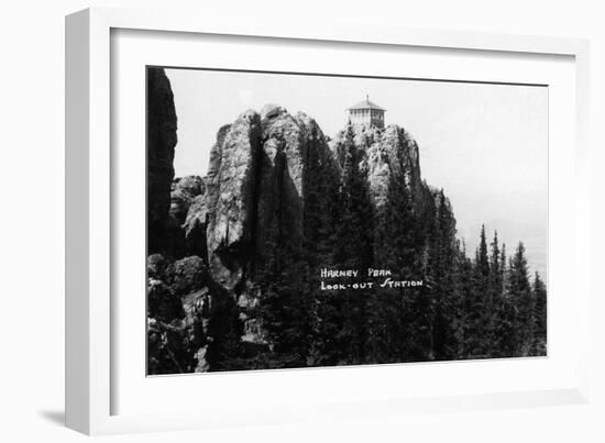 Black Hills Nat'l Forest, South Dakota - Harney Peak Look-out Station-Lantern Press-Framed Art Print