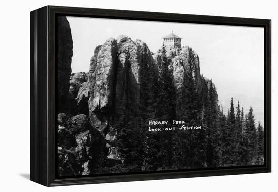 Black Hills Nat'l Forest, South Dakota - Harney Peak Look-out Station-Lantern Press-Framed Stretched Canvas