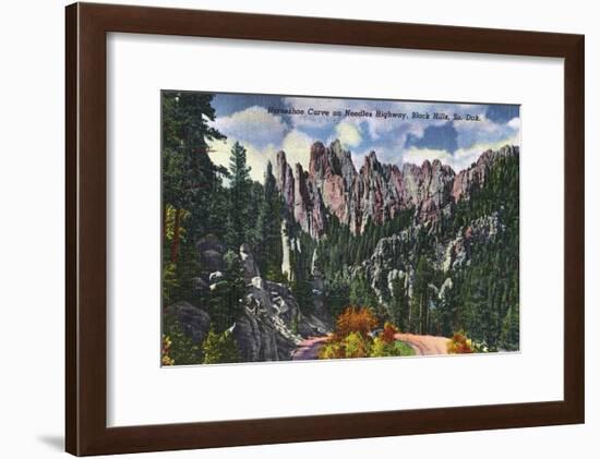 Black Hills, South Dakota, Needles Highway View of Horseshoe Curve-Lantern Press-Framed Art Print