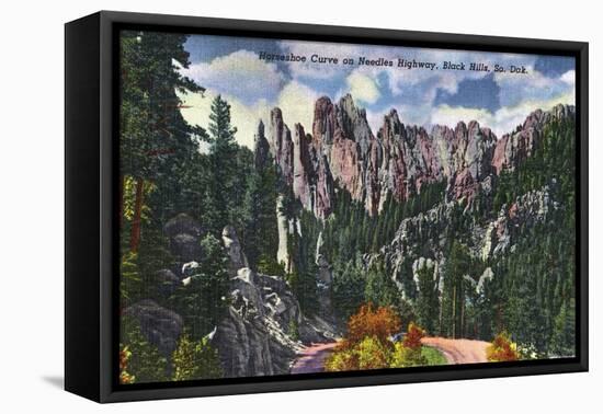 Black Hills, South Dakota, Needles Highway View of Horseshoe Curve-Lantern Press-Framed Stretched Canvas