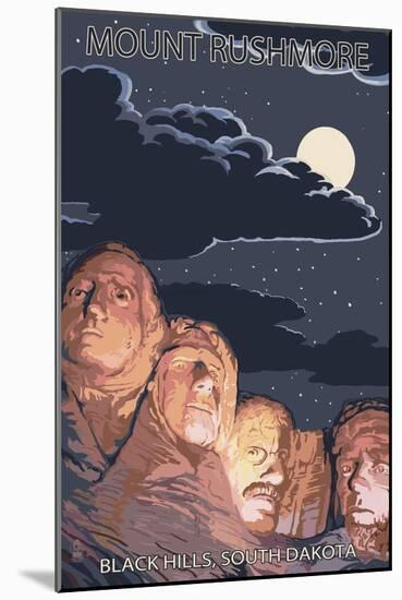 Black Hills, South Dakota - Rushmore at Night-Lantern Press-Mounted Art Print