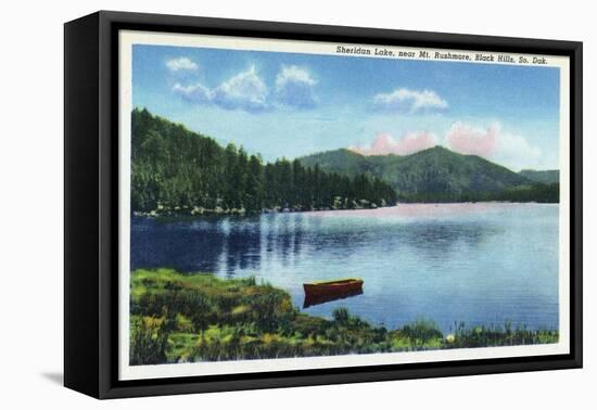 Black Hills, South Dakota, View of Sheridan Lake near Mount Rushmore-Lantern Press-Framed Stretched Canvas