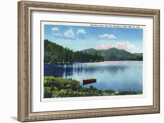 Black Hills, South Dakota, View of Sheridan Lake near Mount Rushmore-Lantern Press-Framed Art Print