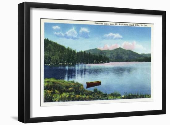 Black Hills, South Dakota, View of Sheridan Lake near Mount Rushmore-Lantern Press-Framed Art Print