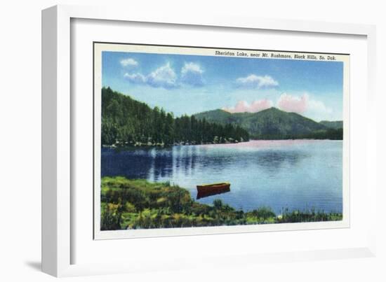 Black Hills, South Dakota, View of Sheridan Lake near Mount Rushmore-Lantern Press-Framed Art Print