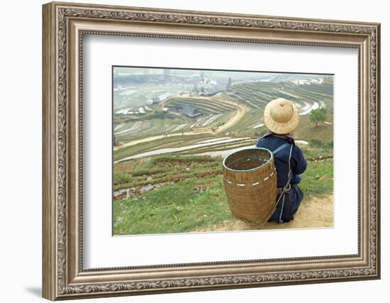 Black Hmong Ethnic Group and Rice Fields, Sapa Area, Vietnam, Indochina, Southeast Asia, Asia-Bruno Morandi-Framed Photographic Print