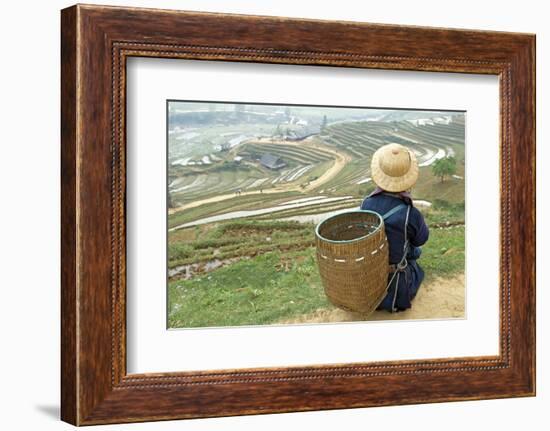 Black Hmong Ethnic Group and Rice Fields, Sapa Area, Vietnam, Indochina, Southeast Asia, Asia-Bruno Morandi-Framed Photographic Print