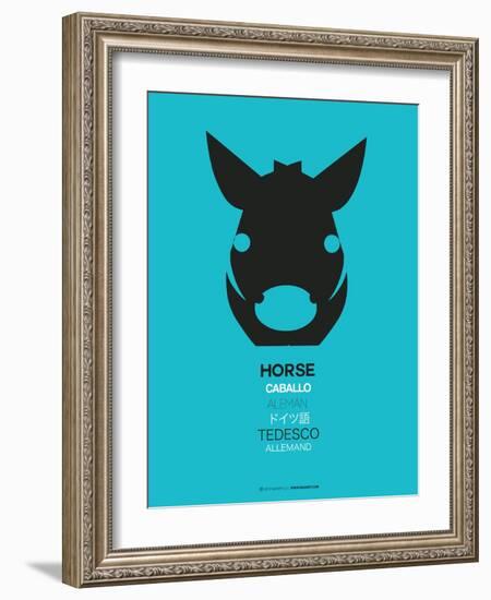 Black Horse Multilingual Poster-NaxArt-Framed Art Print