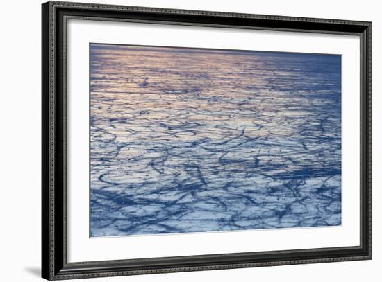 Black Ice at the Lago Bianco, Berninapass, Canton of Grisons-Armin Mathis-Framed Photographic Print