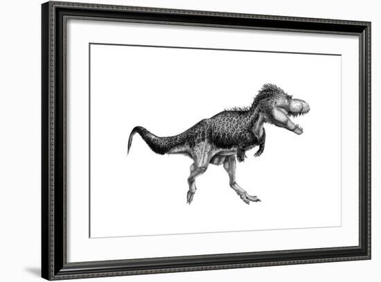 Black Ink Drawing of Albertosaurus Sarcophagus-null-Framed Art Print